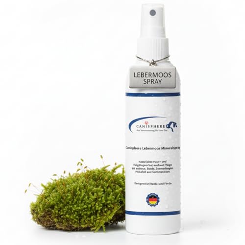 Canisphere Lebermoos Pflege-Mineralspray für Tiere - Sanfte Hautpflege mit Lebermoosextrakt Aloe Vera & Lavendel - Beruhigende Fell- & Hautpflege für Hund Pferd Katze & Esel