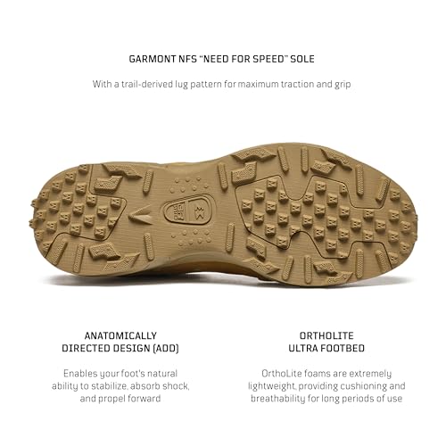 GARMONT TACTICAL T8 NFS 670 Military Combat Boots for Men and Women, Army, Air Force, AR670-1 Compliant Footwear, Lightweight, Suede Leather, Coyote, 9 Wide3