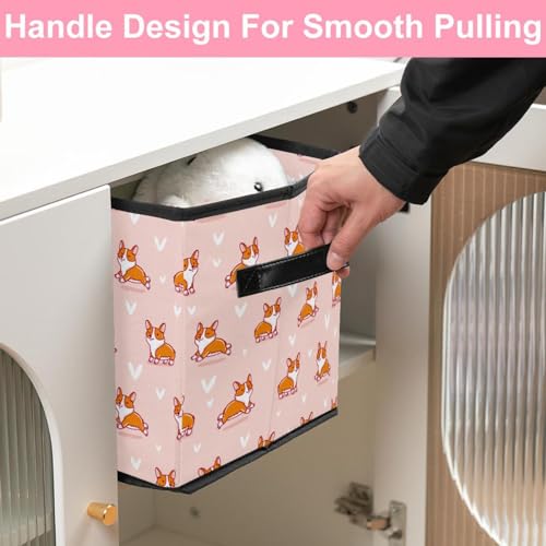 Boîte de rangement pliable motif Corgi avec poignées solides