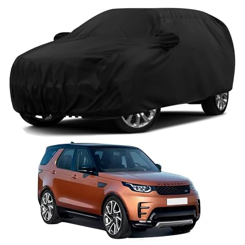 Sulfar 100% Water Resistant Car Body Cover Compatible with Mirror & Antenna Pockets for Land Rover Discovery (Triple Stitched, Full Bottom Elastic, Black)