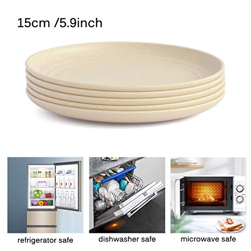 Jucoxo Small Appetizer Plates Wheat Straw Plates 6 Inch - Mini Plastic Plates Reusable, Unbreakable Microwave Safe Plates For Kitchen, Bpa Free #TOP1