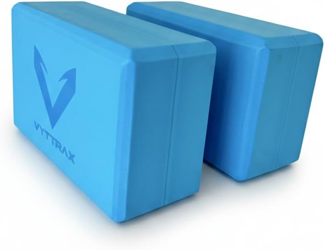 Yoga Blocks Set of 2, High Density EVA Foam Yoga Block, Non-Slip, Lightweight, for Yoga, Pilates, Stretching & Balance Training (Blue 9x6x4 inch)
