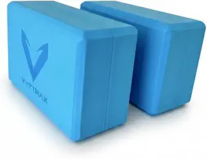 Yoga Blocks Set of 2, High Density EVA Foam, Non-Slip, Lightweight, for Yoga, Pilates, Stretching & Balance Training (Blue, 9x6x4 inches)