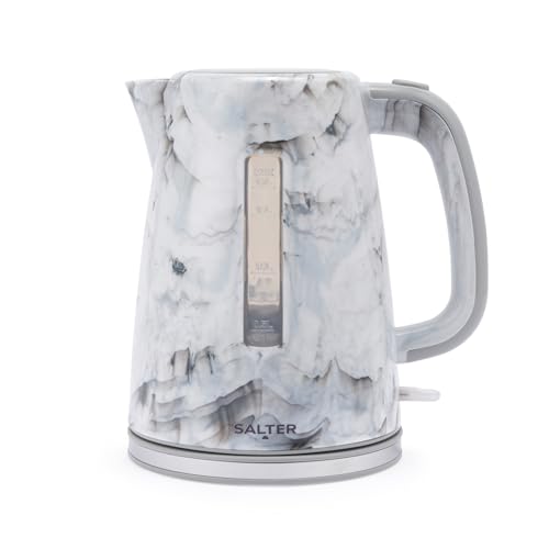 Salter EK5831WMA Marble 1.7 L Kettle – Rapid Boil, 360° Swivel Base, Removable Limescale Filter, Water Level Indicator, Unique Marble Design, Boil Dry Sensor & Auto Shut-Off, Otter Control 3000W White