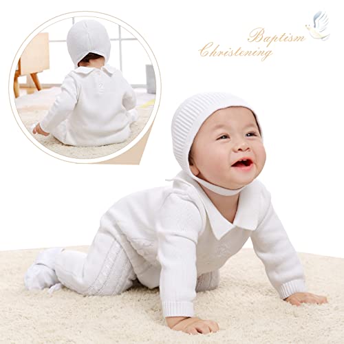 Booulfi Baby Boy's Baptism Outfits Long Sleeve Suit With Hat，Cross Detail White #TOP3