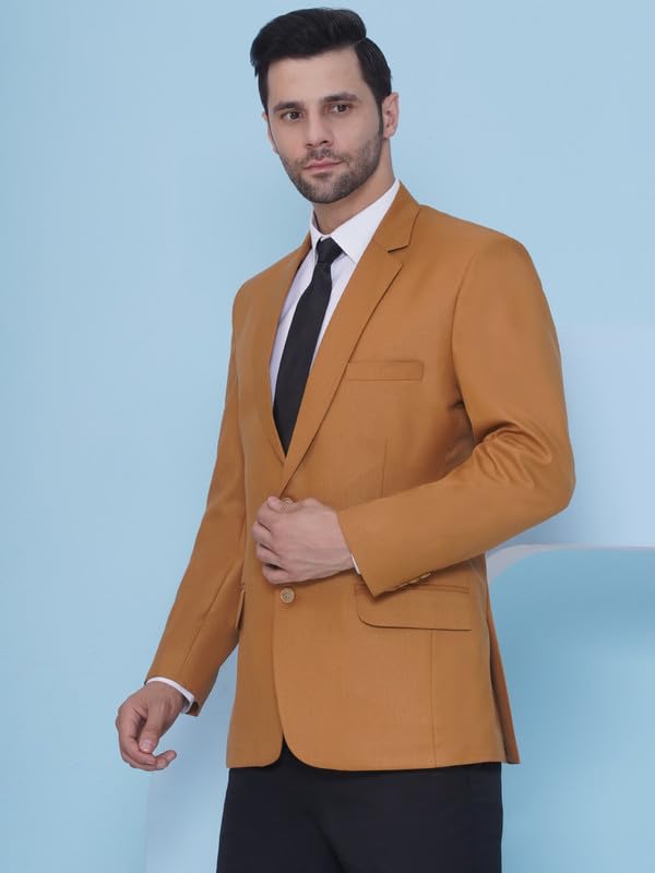 Image of FAVOROSKI Tuxedo Formal Blazers for Men with 2 Pockets | Rayon Slim Fit Single Breasted Blazer | Semi Ethnic Wear Tuxedos | Solid Tuxedo Blazers in Shawl Collar | Blazer for Wedding, Festive, Formal