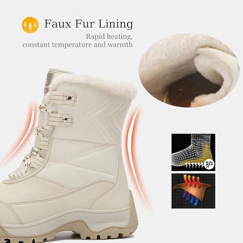 Women's Waterproof Winter Snow Boots with Warm Fur Lined Comfort Arch Support Lace Up Anti-Slip Platform Mid Calf Boots Casual Lightweight Skiing Hiking Outdoor Booties3