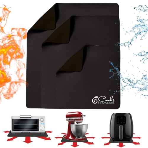 Cooks Innovations 3 Pack Heat Resistant Mats for Countertop, Air Fryer Heat Pad Protector, Appliance Sliders for Kitchen, Sliding Function for Air Fryer, Coffee Maker
