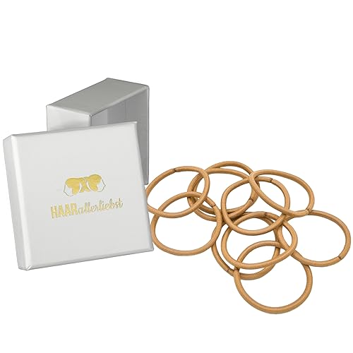 HAARallerliebst® Pack of 20 Thick Beige Hair Bobbles Colour Golden Blonde, Metal-Free Braid Elastics