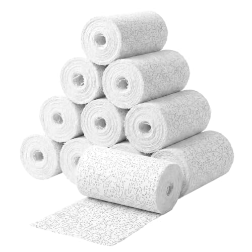 Paquete de 10 rollos de cinta de yeso para manualidades y construcción, cada rollo mide 4 pulgadas de ancho y 5 yardas de largo miniatura 1