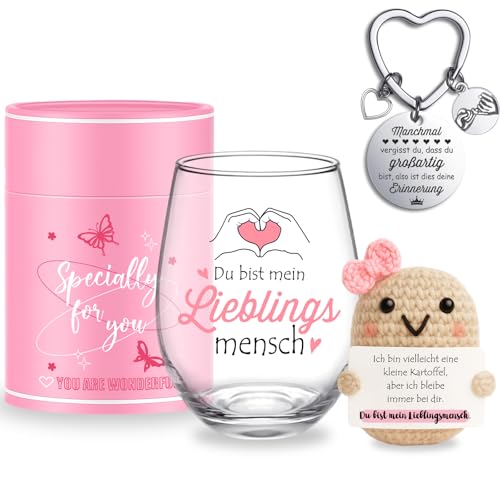 Tixlux Geschenk f&uuml;r Freundin Frauen Weingl&auml;ser Geburtstagsgeschenk f&uuml;r Frauen Freundschaftsgeschenke Dankesch&ouml;ngeschenk Personalisiertegeschenk f&uuml;r Beste Freundin 450ml (Lieblingsmensch)