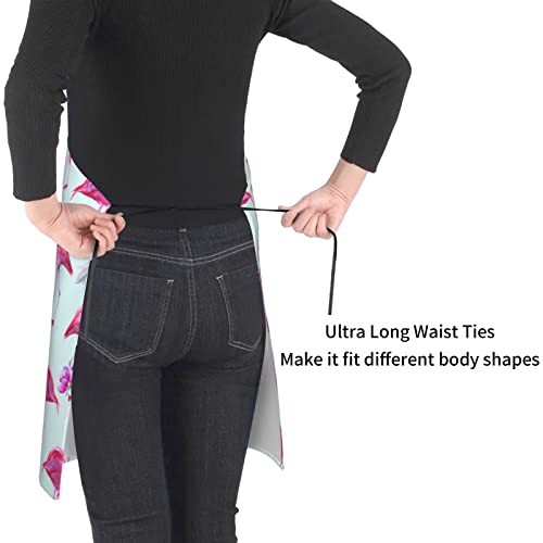 Vucemi Pink Flamingos Printed Apron Waterproof Adjustable Bib Apron Cooking With Pocket Durable Aprons For Kitchen Gardening #TOP3