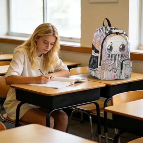 Mochila para laptop de 17.5 pulgadas con diseño de medusas blancas 6