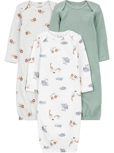 Simple Joys by Carter's Boy 3-pack Cotton Sleeper Gown Green Safari