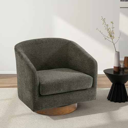 Sillón giratorio redondo chenille tan moderno miniatura 7