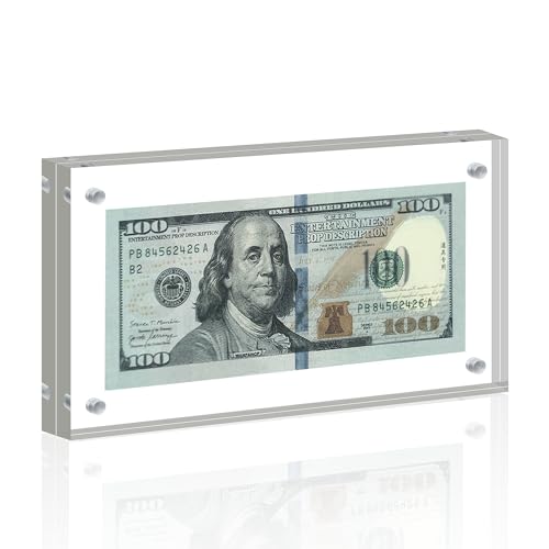 Marco para billetes acrílico transparente 7.8 x 3.9 pulgadas miniatura 1
