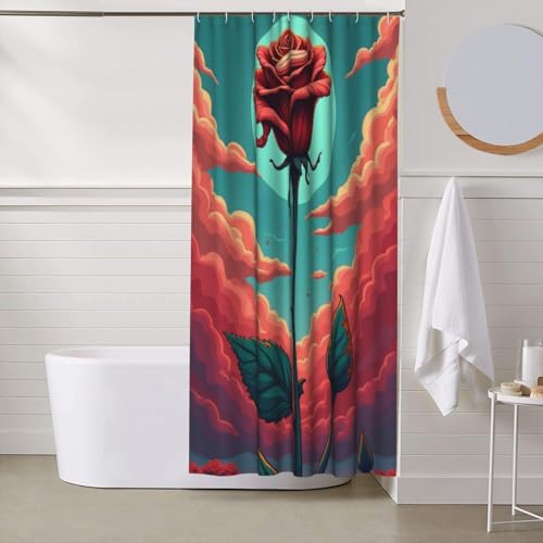 Rideau de douche lavable en machine tissu résistant imprimé rose 875 - 7