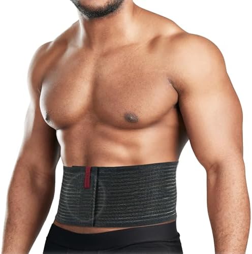 ORTONYX Premium Umbilical Hernia Belt for Men and Women / 6.25" Abdominal Binder With Hernia Support Pad - Navel Ventral Epigastric Incisional and Belly Button Hernias - Black OX5241-S/M