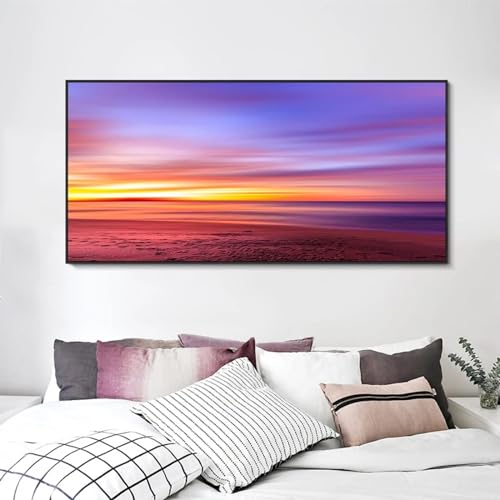 Peinture sur toile coucher de soleil mer et affiche paysage abstrait