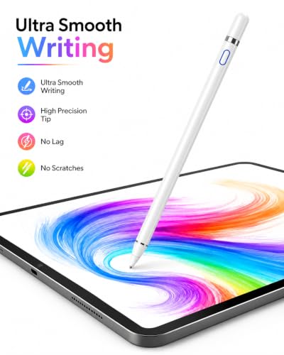Image of Universal Stylus Pen for iPad & Android Tablets Fast Charging, High Precision Tip, Magnetic Design, USB-C Cable Included - Smooth Writing & Drawing Pencil (White) (White-B)