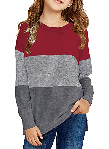 Image of SELINK Girls Big Kids Long Sleeve Striped Color Block Pocket Tees