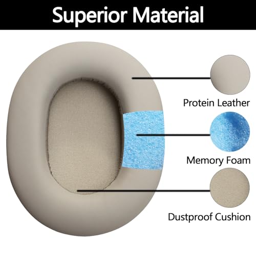 XM5 Replacement Earpads Compatible with WH-1000XM5, WH1000XM5 Headphones, Premium Apricot Protein Leather Cushions, Enhanced Noise Cancelling Memory Foam, Easy Install miniatura 4