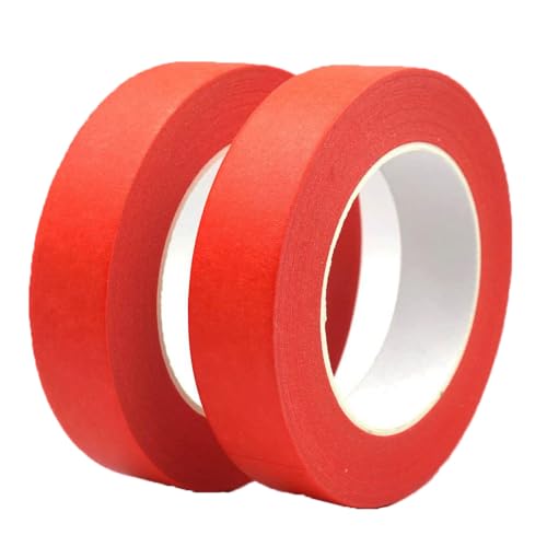 Image of 1 Inch Painters Tape, Red Masking Tape 1 Inch Wide 55 Yards X 2 Rolls, Red Paper Tape for Arts DIY Crafts Painting Labeling Decoration School Projects Home Office
