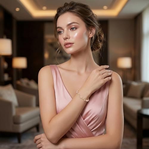 Image of MIRAYHA VIral Tulip Bracelet for Women | Bloom Floral Tulip With Crystal Stones For Women & Girls| Gift for Girlfriend & Wife|Romantic Floral Crystal | Cute Aesthetic Korean Jewellery