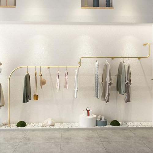 CATANK Perchero de Pared de Hierro Creativo para Tiendas de Ropa, Sistema de Armario con Varilla en Forma de Tubo Dorado.