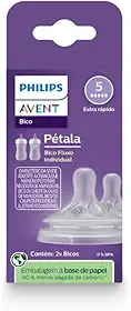 Bicos Pétala 3.0 Philips Avent com válvula anticólicas, fluxo extra rápido (Flow 5), pacote com 2, SCY965/02