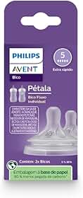 Bicos Pétala 3.0 Philips Avent com válvula anticólicas, fluxo extra rápido (Flow 5), pacote com 2, SCY965/02