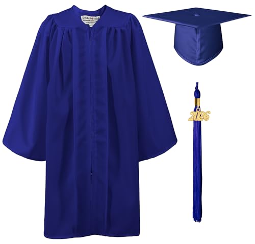 GraduationMall Matte Kindergarten & Preschool Graduation Gown Cap Set with 2025 Tassel Royal 27 (36-38)