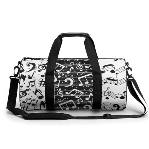 Sac de sport compact noir et blanc motif original 45x23cm