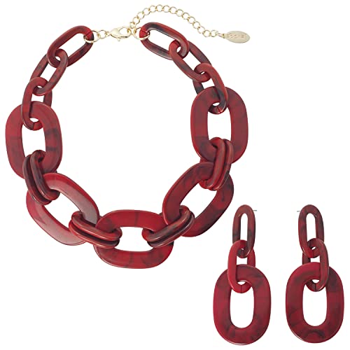 Bocar Acrylic Chunky Statement Necklace for Women Cube Link Chain Collar Necklace and...