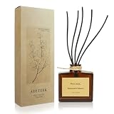 Aeeteek Reed Diffuser, Teakwood & Tobacco Essential Oil Diffuser with Dried Flowers, 3.4 oz Musk Scented Oil, Handmade Home Decor Air Freshener, Long-Lasting Room Scent for Office, Bathroom