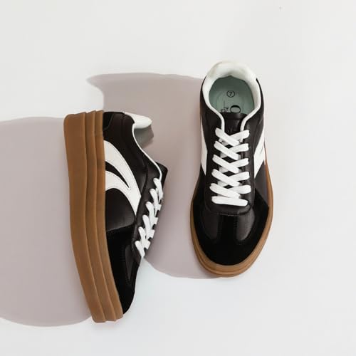 Women's Platform Retro Fashion Sneakers- Lace Detail Casual Walking Shoes-Gum Thick Sole Comfort Tennis Skate Shoes4