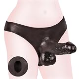 Strap-On Dildo Silicone Wearable Black Dildos Panties, Transgender Clothing Adult Toys with 7 Inch Realistic Hollow Penis, Elastic Harness Strap-On Dildo, Anal G Spot Play, Sex Toys for Gay Couples