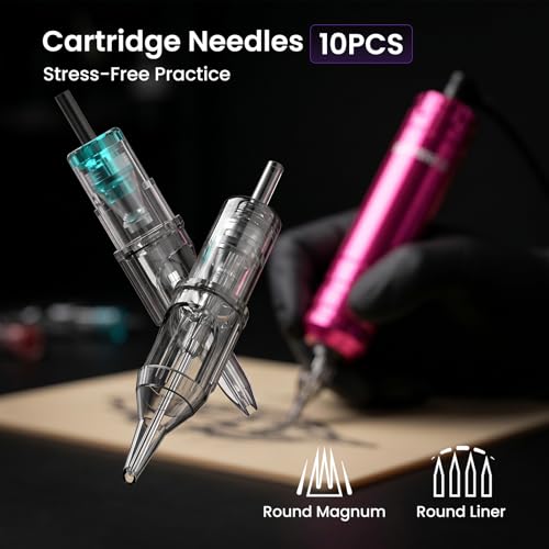 Image of Wormhole Tattoo Kit for Beginners Complete Rotary Tattoo Machine Kit with 11PCS Tattoo Ink 10PCS Cartridge Needles Dual Protection Power Supply Full Accessories, All-in-One Tattoo Supplies WTK104