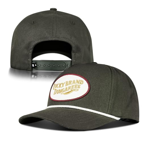 Image of Lucky Brand Snapback Hat | Adjustable | Baseball Cap | Retro | American Heritage | 5 Panel Design | Cotton Canvas