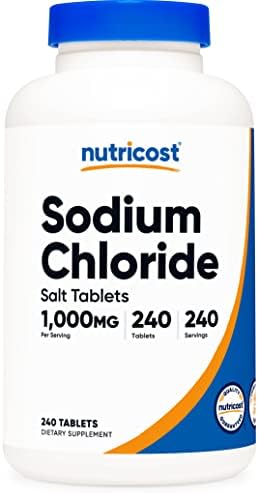 Nutricost Sodium Chloride 1000mg, 240 Tablets - Salt Tablets, Non-GMO, Gluten Free