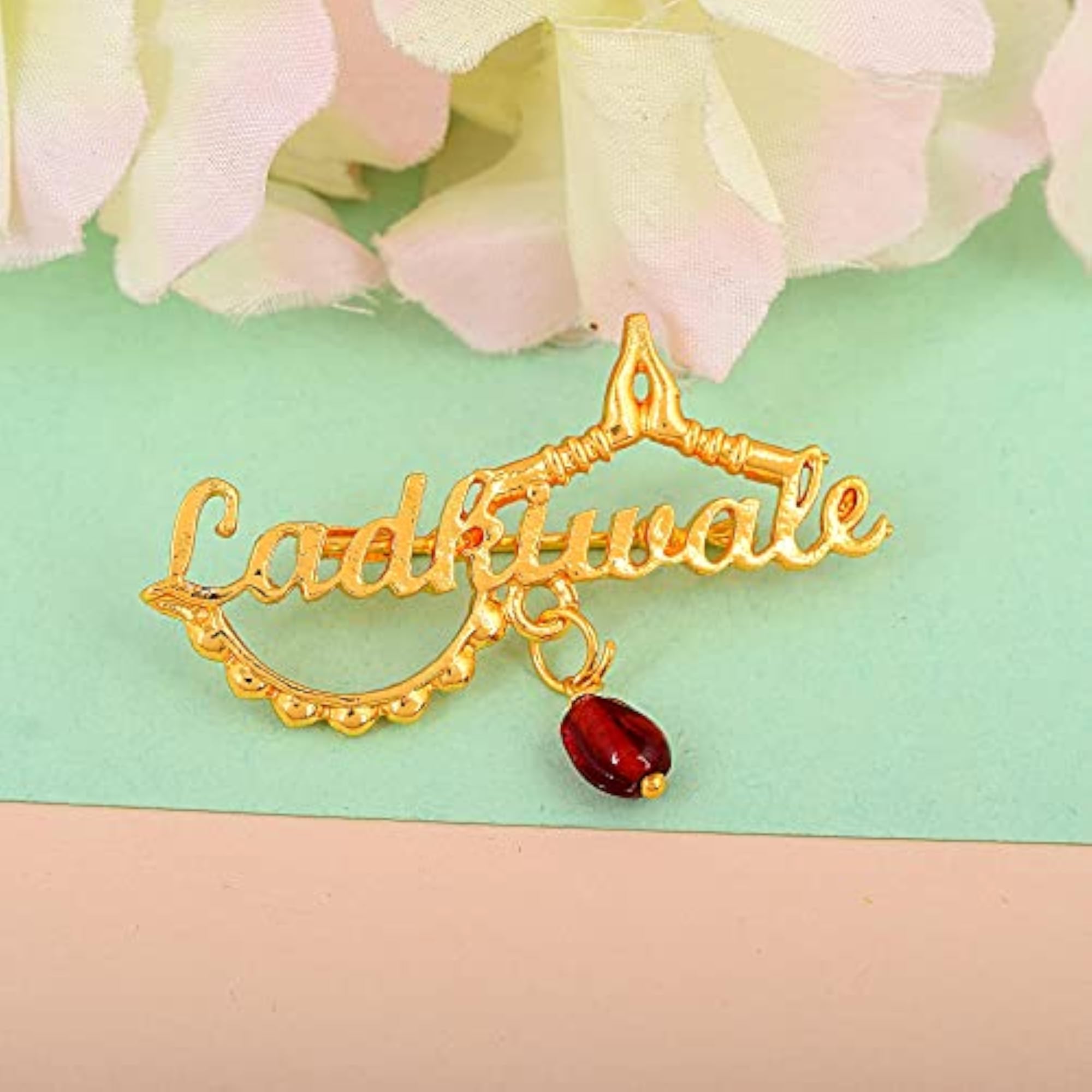 Gold Plated Brass Ladkewale Brooch for Wedding Functions