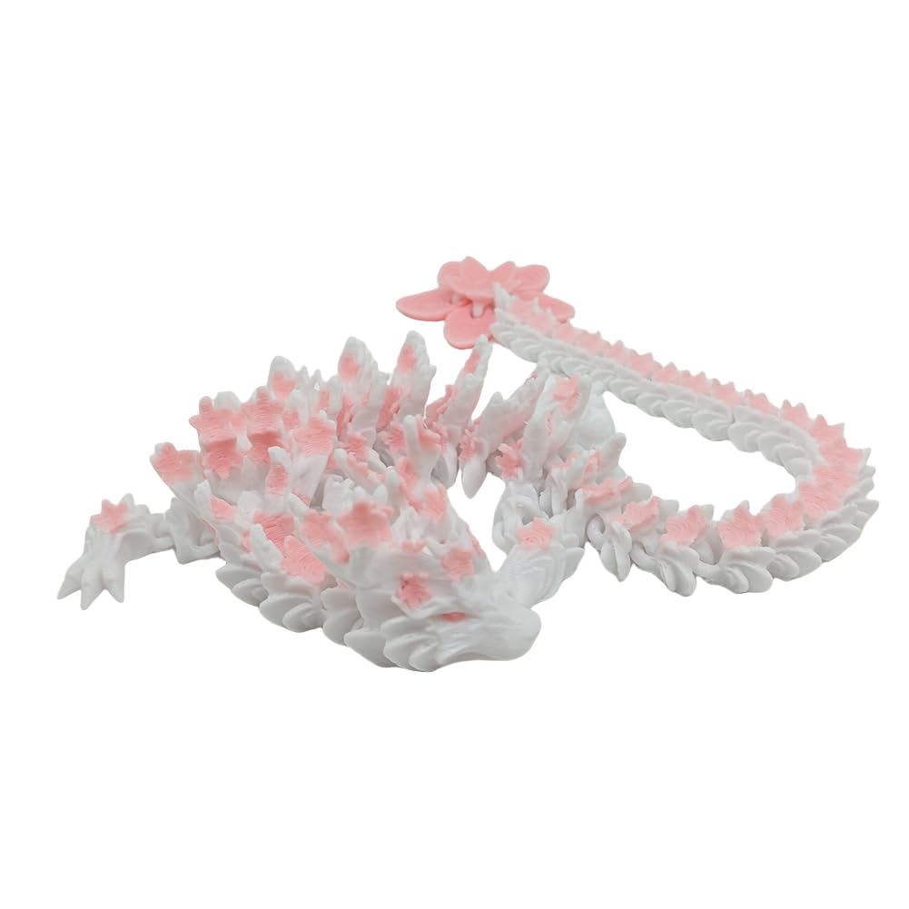 GETBSTOOP 3D Printed Dragon, Fully Articulated Crystal Figurine for Christmas Easter Birthdays, 3D Printed Cherry Blossom Dragon Statue, Fidget Toy, Executive Desk Decor