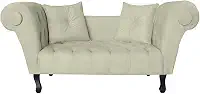 Recamier Divã Namoradeira Dubai Capitonê Suede Bege - DS Estofados