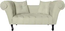 Recamier Divã Namoradeira Dubai Capitonê Suede Bege - DS Estofados