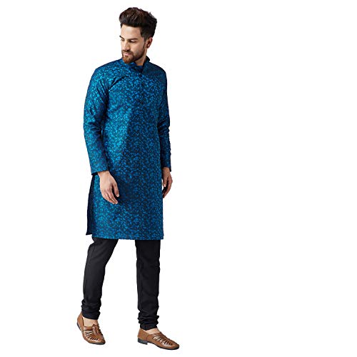 Image of SOJANYA Men's Jacquard Silk Long Kurta - Diwali Celebration Ethnic Wear for Men