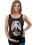 Tstars Halloween Pregnant Skeleton Xray Costume Baby Pregnancy Maternity Tank Top X-Large Black