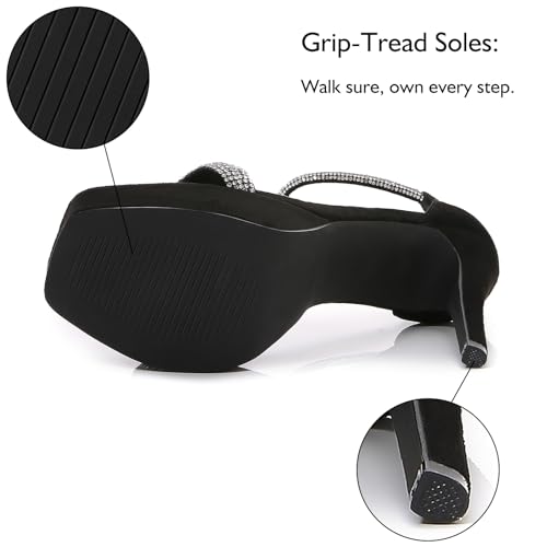 Yavero Women's High Stiletto Heels Platform Heeled Sandals with Rhinestones Ankle Strap3