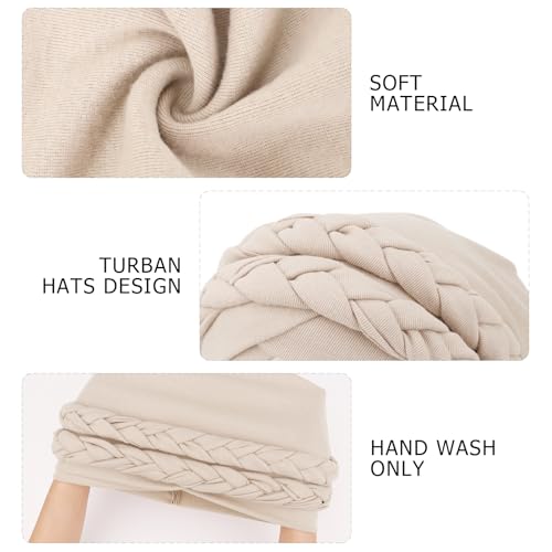 Image of DRESHOW African Women Turban Caps Cotton Beanie Twist Headscarf Pre-Tied Double Twisted Braids Wrap Hat Chemo Cancer Cap