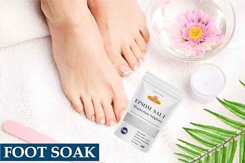 Image of Khadi Natural Epsom Salt 1000g - Spa-Grade Magnesium Sulphate for Relaxation, Stress Relief, Skin Detox & Pain Relief - Ideal for Body Bath, Foot Soak, Muscle Recovery & Exfoliation