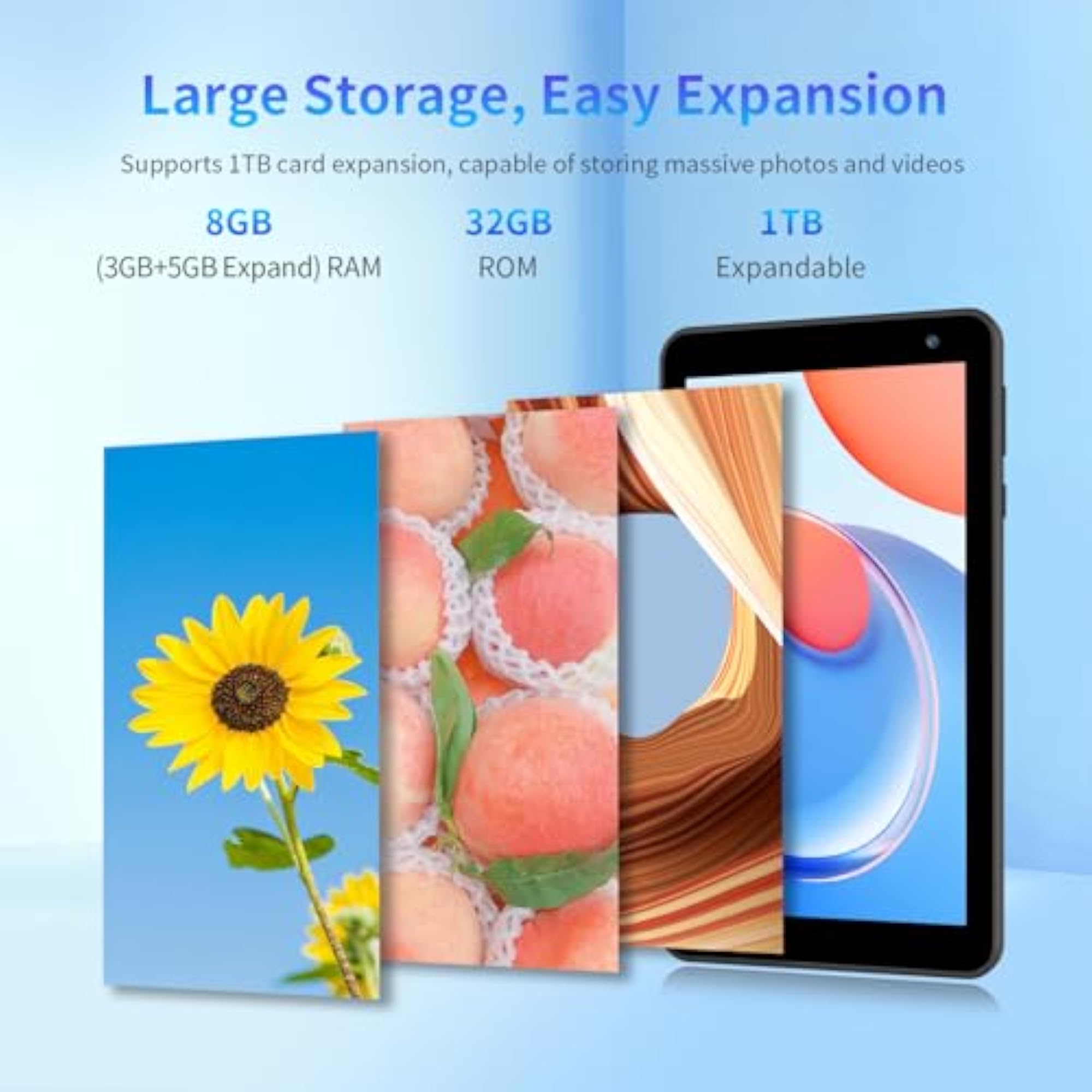 Android 15 Tablet with 3GB RAM, 32GB ROM, Ultra-Portable